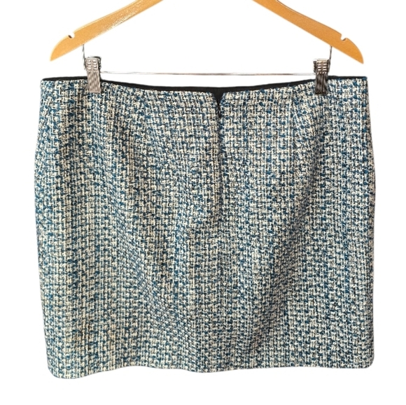 WHBM Tweed Teal Blue Straight Pencil Skirt 14 - Picture 4 of 8